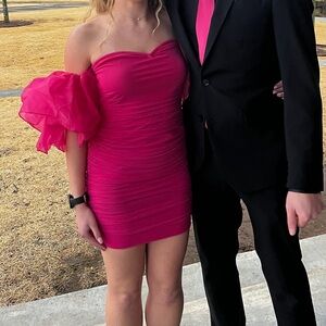 Hot Pink Ruffled Dress